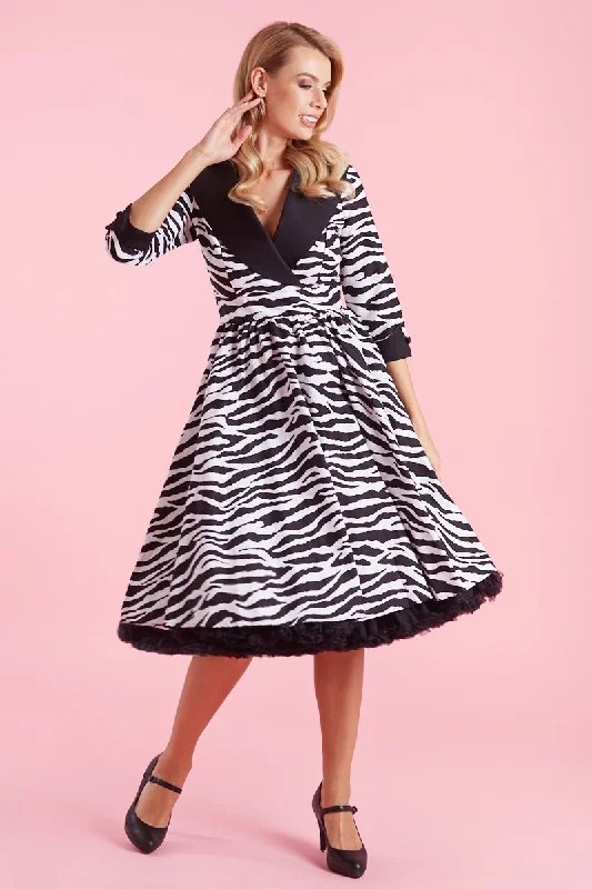 Tiffany 50's Black/White Zebra Print Coat Dress